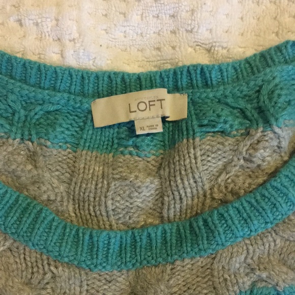 Loft Turquoise and Gray stripe sweater - Picture 5 of 5